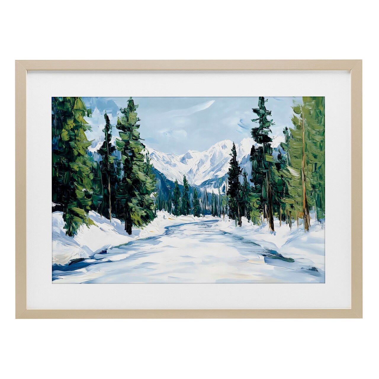 Stupell Industries Snowy Tall Tree Pass Framed Print Under Glass, design by Petal Prints Design